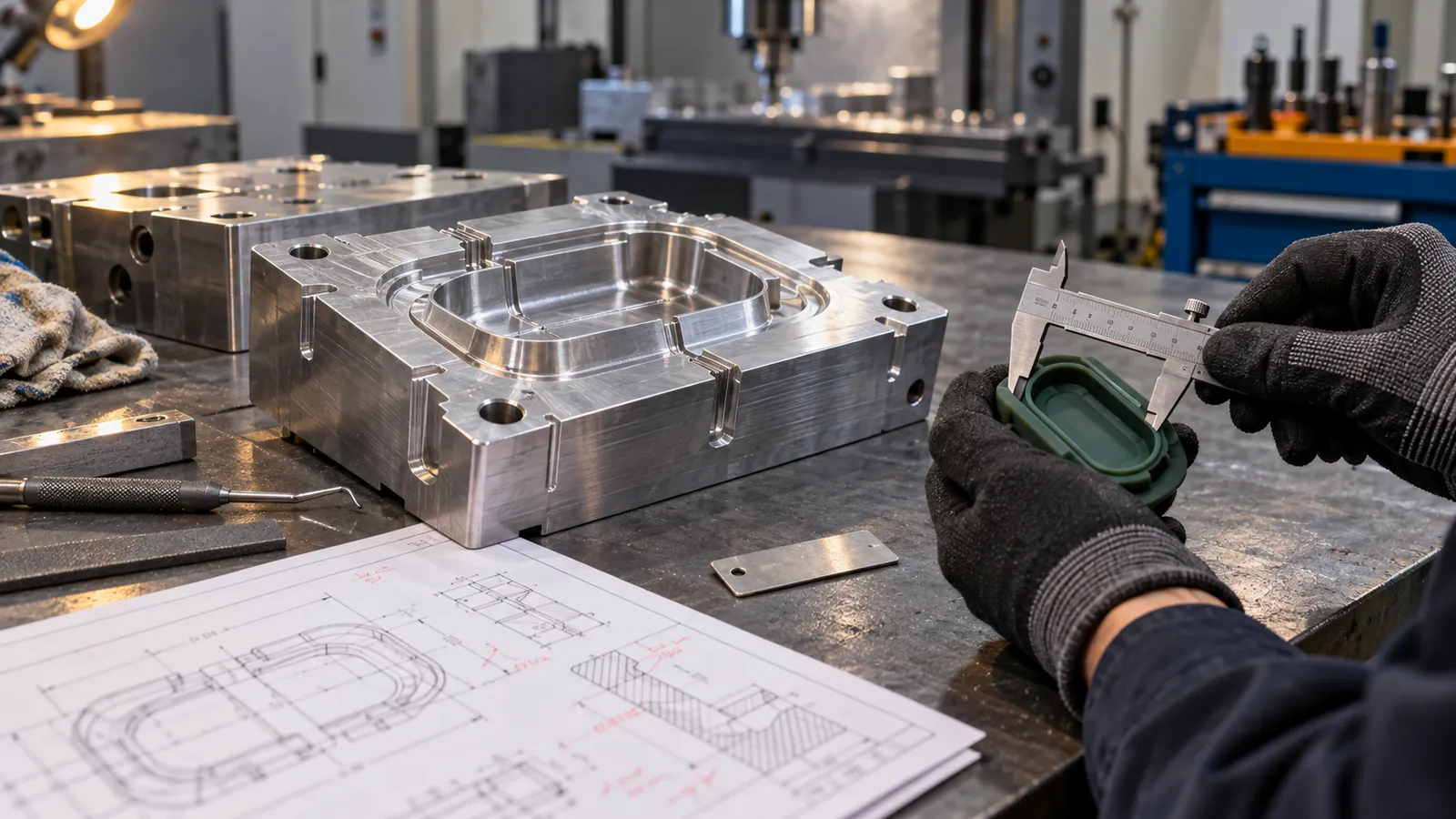 Illustrative DFM inspection of an aluminum silicone prototype mold and trial sample Illustrative DFM inspection of an aluminum silicone prototype mold and trial sample