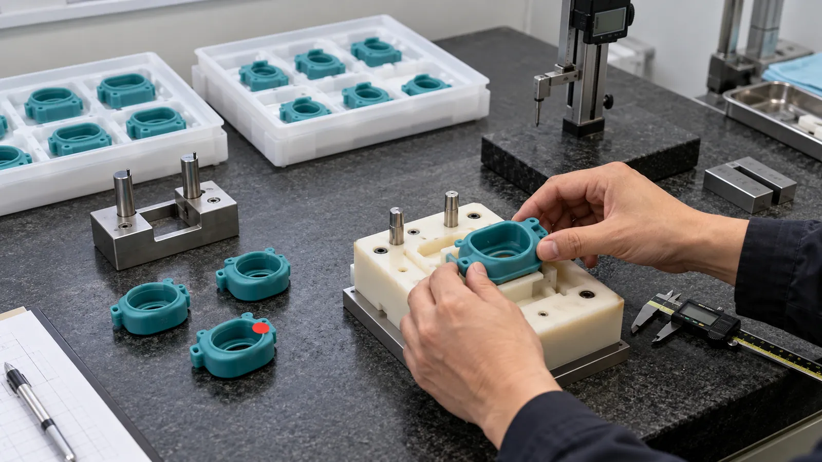 Illustrative dimensional and assembly validation of silicone prototype samples Illustrative dimensional and assembly validation of silicone prototype samples