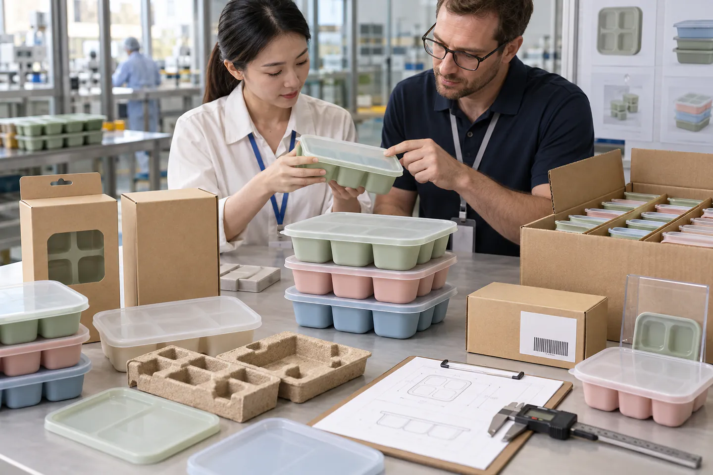 Stacked silicone baby food freezer trays and private-label packaging reviewed before approval Stacked silicone baby food freezer trays and private-label packaging reviewed before approval
