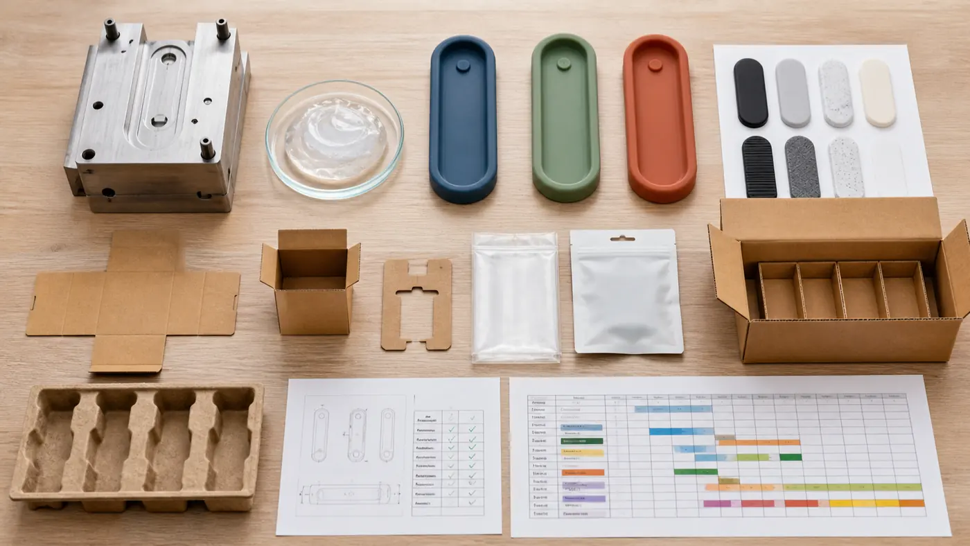 Custom silicone MOQ cost stack with mold material color packaging and production planning evidence