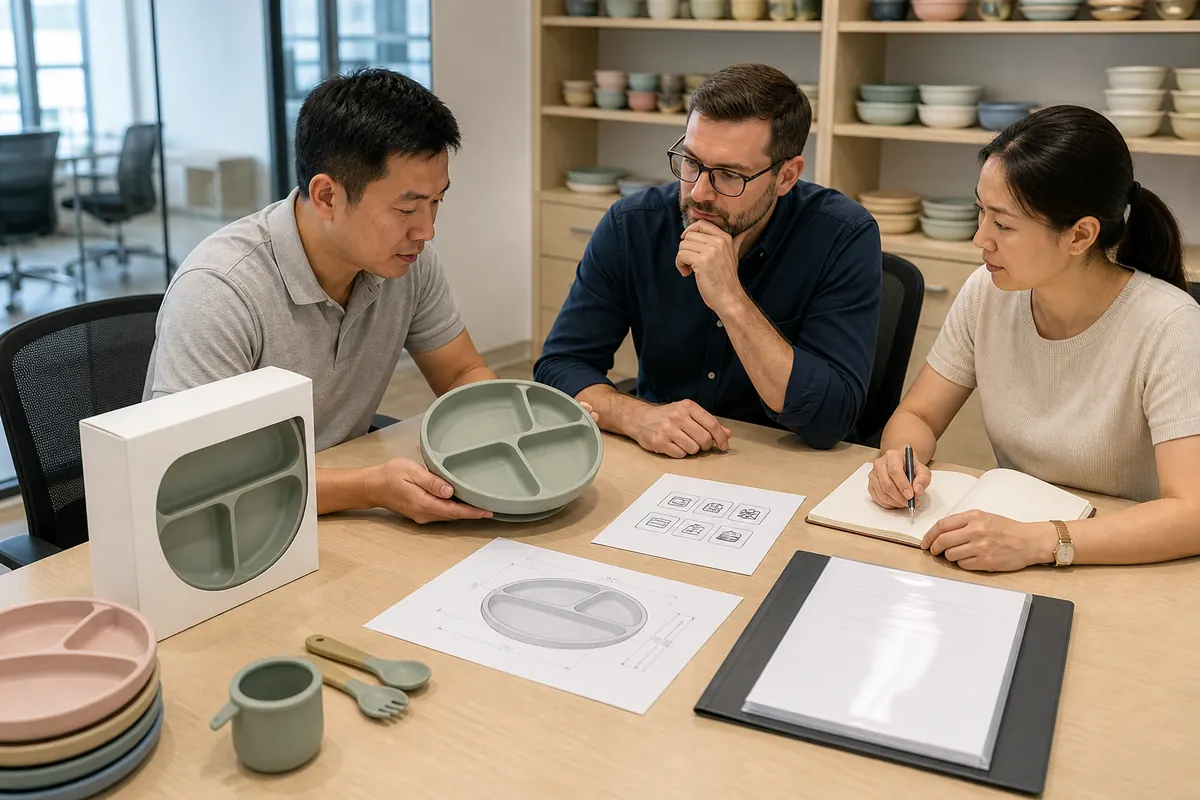 B2B buyer reviewing silicone baby plate drawings test evidence and use instructions B2B buyer reviewing silicone baby plate drawings test evidence and use instructions