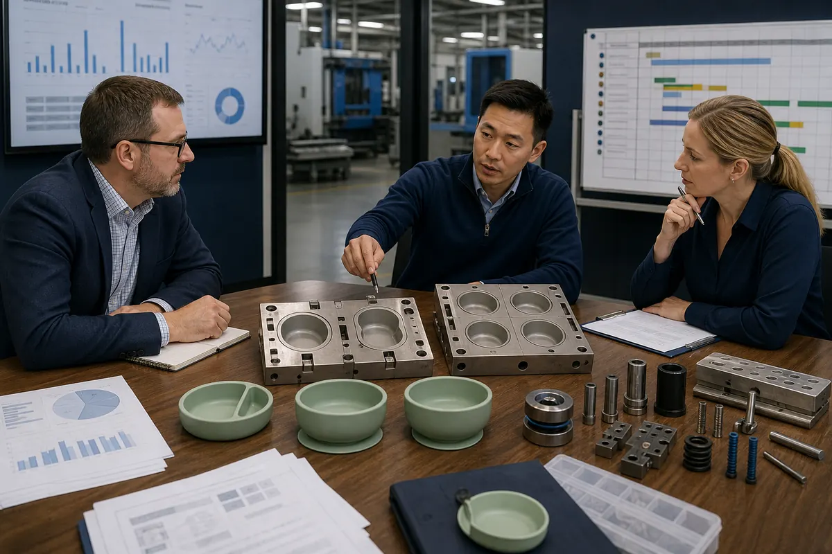 B2B buyer and tooling team reviewing silicone mold cavity investment and capacity