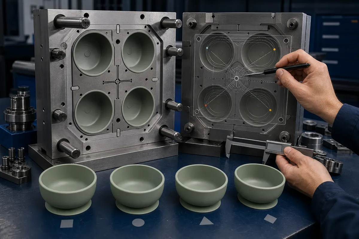 Four-cavity silicone bowl mold layout and flow-balance engineering review