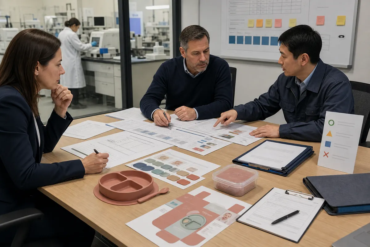 Buyer and factory team converting silicone report gaps into testing actions