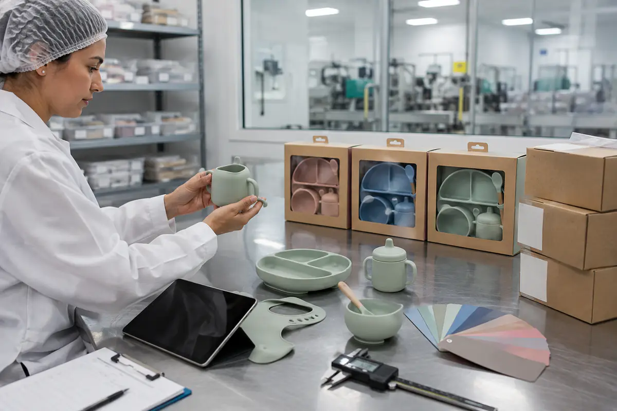 Final release inspection of packed silicone products against an approved sample