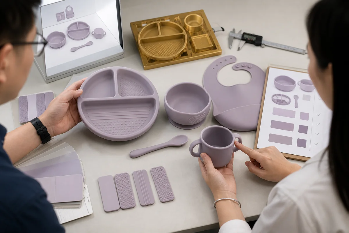 Finished silicone tableware range reviewed by product zone for color approval