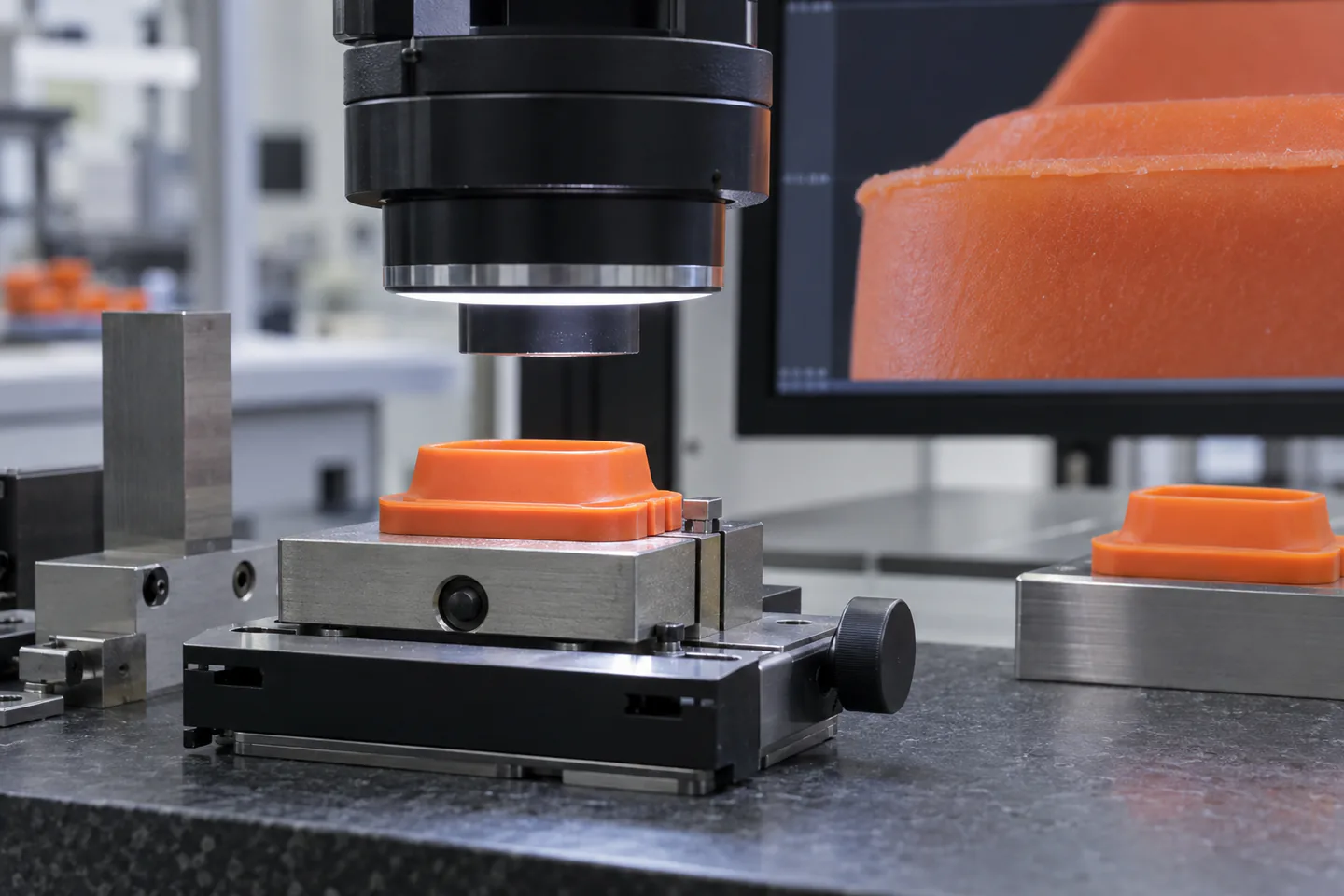 Optical measurement of a fine silicone parting-line witness in a factory metrology station Optical measurement of a fine silicone parting-line witness in a factory metrology station
