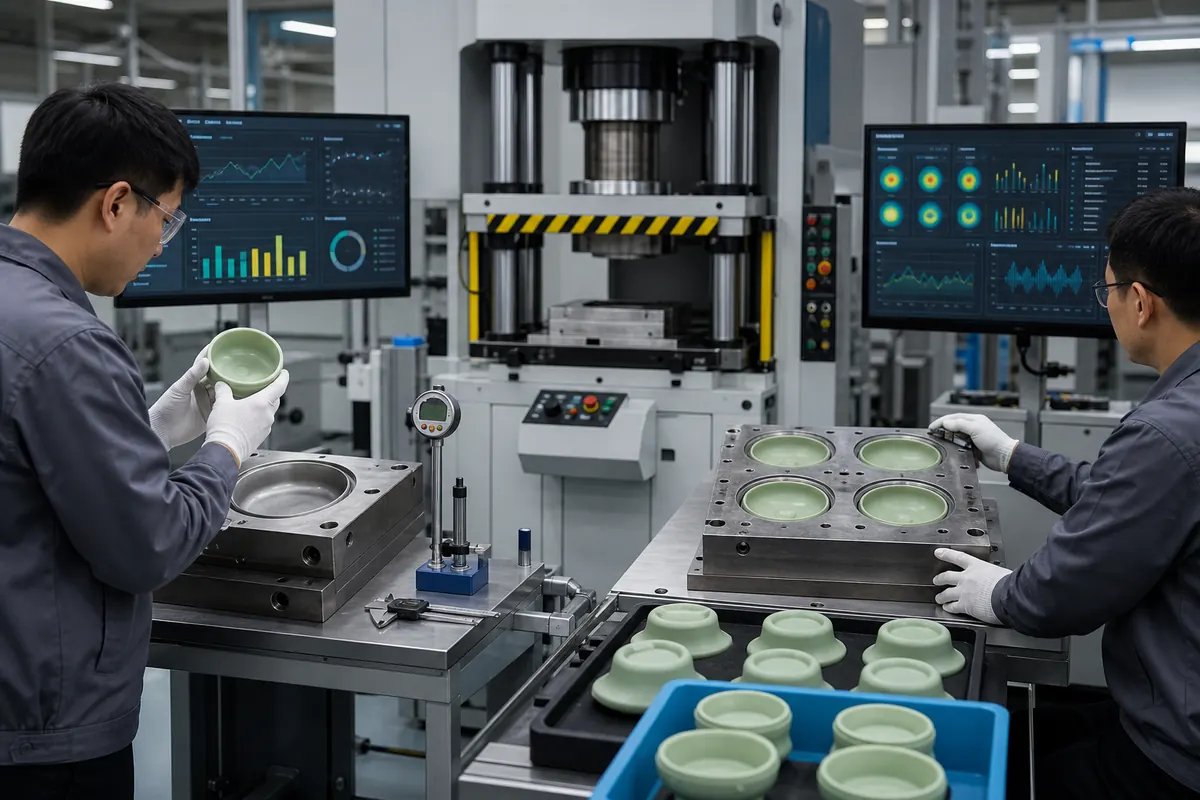Single-cavity and four-cavity silicone molding production validation