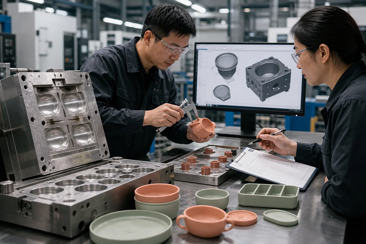 Production tooling readiness review with cavity-identified silicone samples
