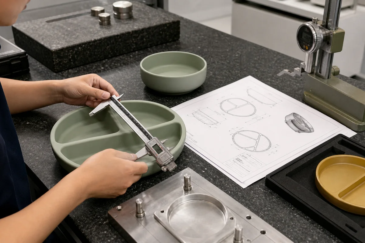 Silicone prototype dimensional approval against a controlled drawing and retained sample Silicone prototype dimensional approval against a controlled drawing and retained sample