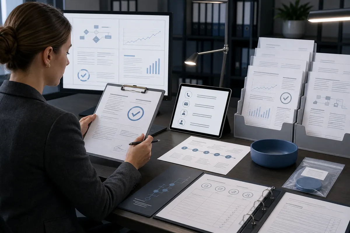 Compliance specialist verifying laboratory report authenticity and sample chain of custody Compliance specialist verifying laboratory report authenticity and sample chain of custody