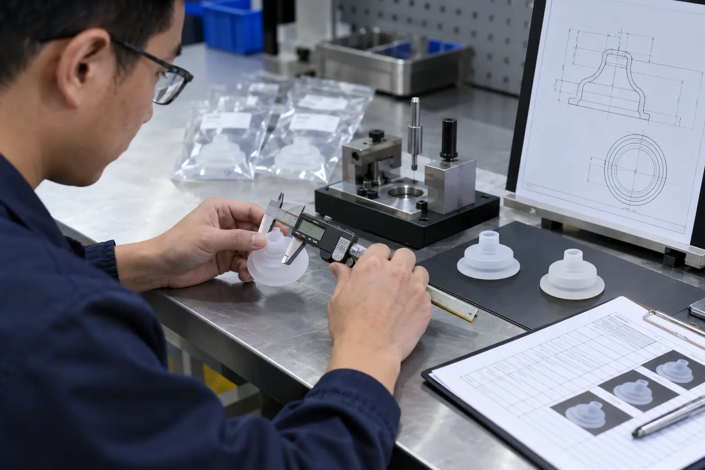 Silicone T1 correction sample measured against a controlled drawing and fixture Silicone T1 correction sample measured against a controlled drawing and fixture