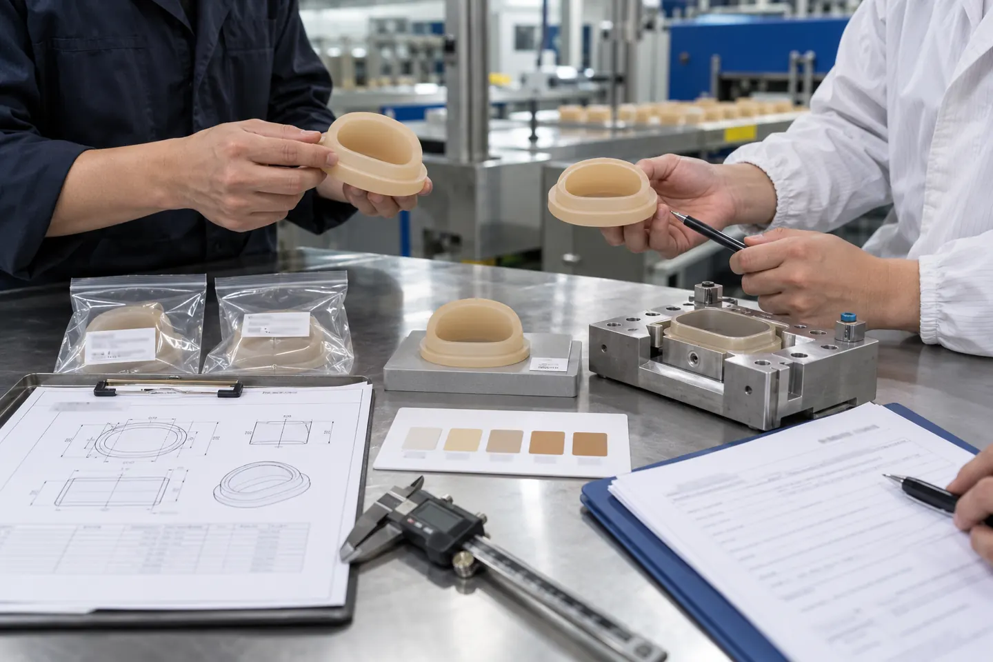 Silicone T2 golden sample release package with retained samples drawing color reference and inspection records Silicone T2 golden sample release package with retained samples drawing color reference and inspection records