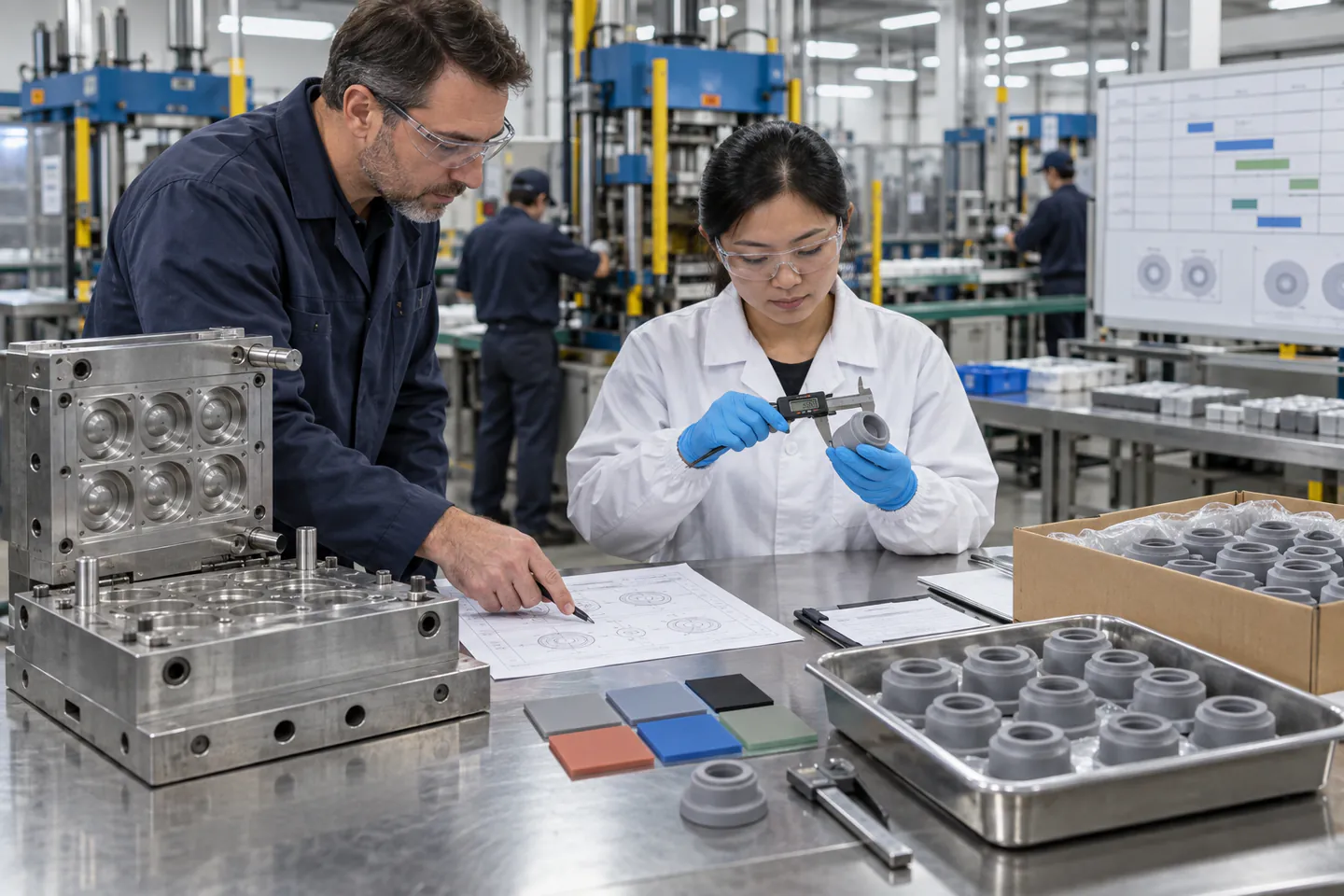 Silicone factory production-readiness review with mold, cavity map and quality inspection