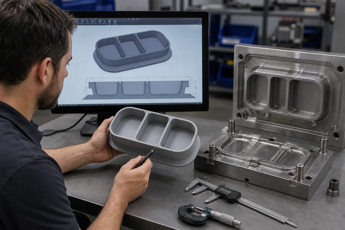 Custom divided silicone suction plate CAD prototype and compression mold review