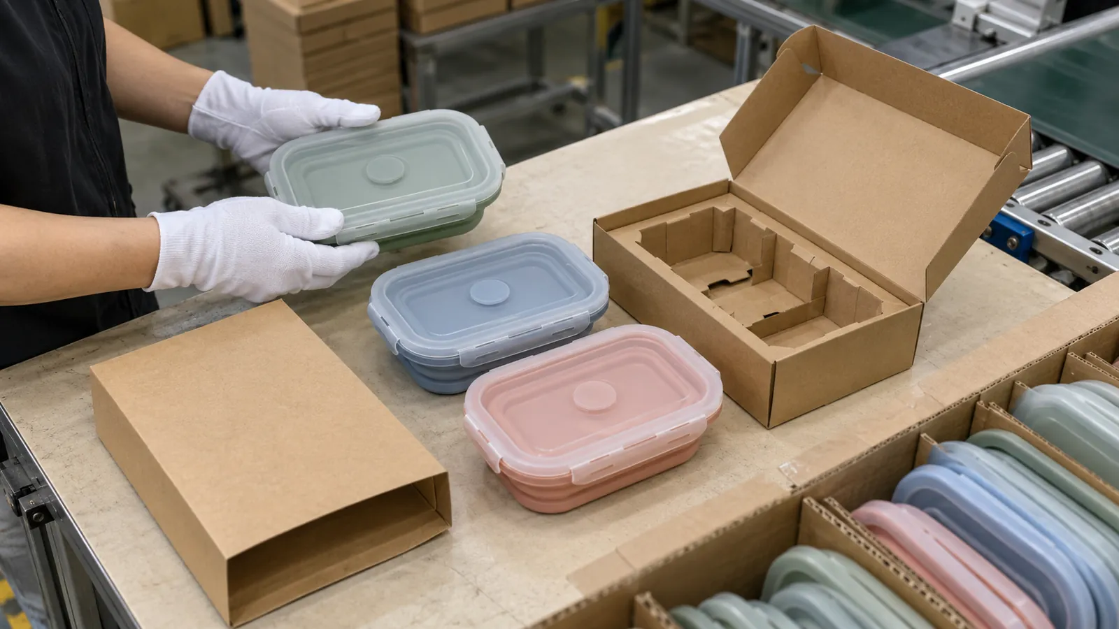Private-Label Packout Approval Private-label collapsible silicone food containers and packaging approval