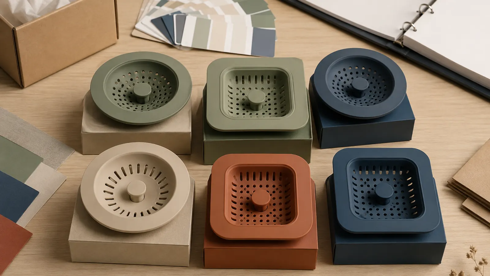 Private-Label Assortment Approval Private-label silicone sink drain strainer colors shapes and packaging approval