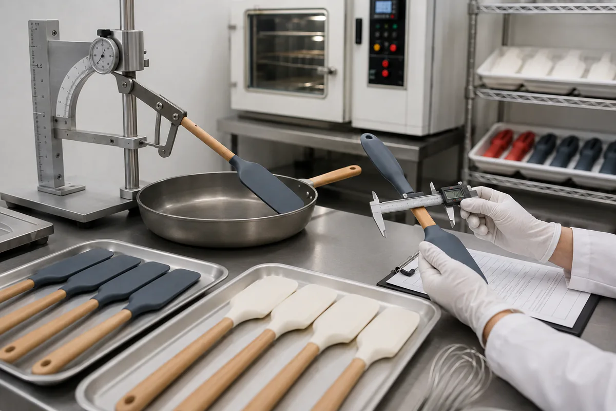Controlled Functional Validation Functional bend dimensional and cookware contact validation for silicone spatulas