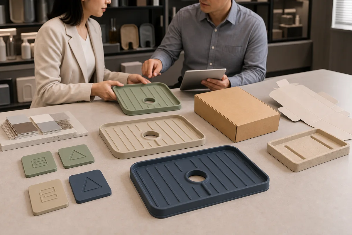 Private-label silicone splash guard colors, branding samples and packaging