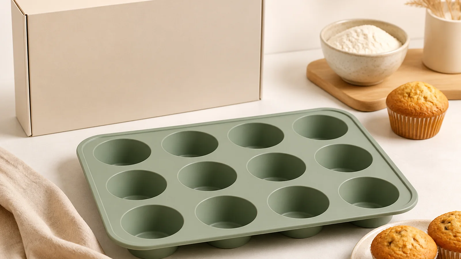 Custom 12-Cavity Silicone Muffin Pan