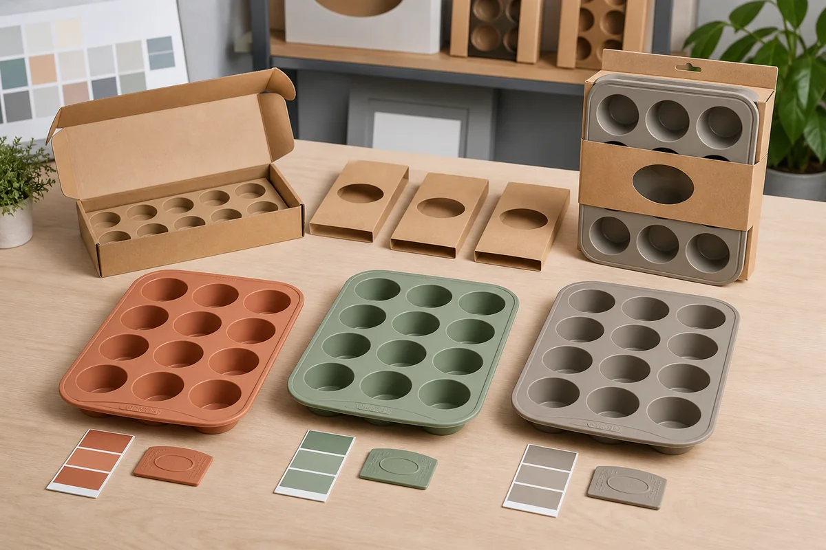 Private-label silicone muffin pan color logo and packaging approval