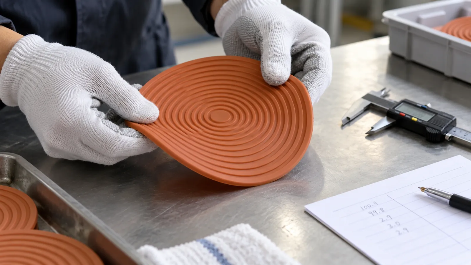 Illustrative comparison of silicone grip pad on controlled jar lids at a test bench